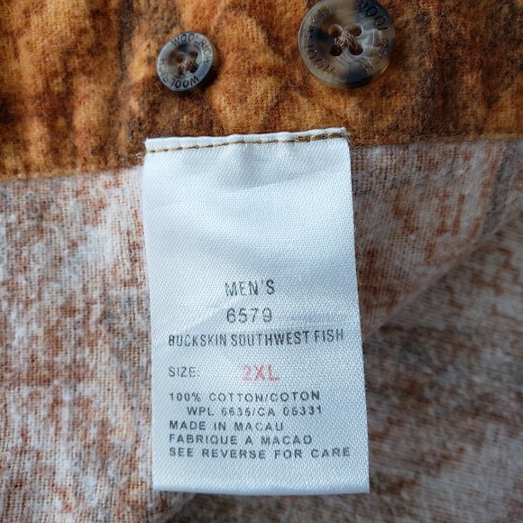 Woolrich Buckskin Southwest Fish Print Flannel Outdoor Shirt - Picture 8 of 9